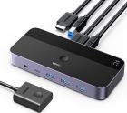 Переключатель Ugreen CM664 (15707) Switcher HDMI 2.0 KVM 4K60Hz, серый космос/черный