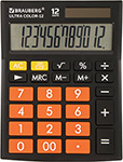 Калькулятор настольный Brauberg ULTRA COLOR-12-BKRG ЧЕРНО-ОРАНЖЕВЫЙ, 250499 калькулятор настольный brauberg ultra pastel 12 lg мятный 250504