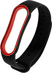 Ремешок двухцветный  Red Line для фитнес-браслета Xiaomi Mi Band 5/ Mi Smart Band 6, черный с красной окантовкой УТ000023079 ремешок плетеный нейлоновый эластичный red line для xiaomi mi band 5 6 150 mm красный
