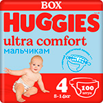 фото Подгузники huggies ultra comfort для мальчиков 4 8-14 кг 100 шт.