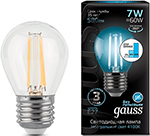 фото Лампа gauss led filament шар e27 7w 580lm 4100k 1/10/50 105802207