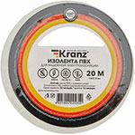 Изолента Kranz ПВХ, 0.13х15 мм, 20 м, белая изолента kranz пвх 0 13х15 мм 25 м красная