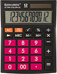 Калькулятор настольный Brauberg ULTRA COLOR-12-BKWR ЧЕРНО-МАЛИНОВЫЙ, 250500 калькулятор настольный brauberg extra color 12 bkwr черно малиновый 250479
