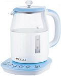 Чайник электрический Kelli KL-1373 Бело-Голубой люстра с пду облачко 1хled 96вт 3000 6000к бело голубой 35х50х8 5 см bayerlux