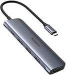USB-концентратор 5 в 1 (хаб) Ugreen 3 х USB 3.0, HDMI, PD (50209) usb концентратор ugreen 9 в 1 хаб 3 x usb 3 0 hdmi vga rj45 gigabit tf sd pd 40873