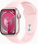 Смарт-часы Apple Watch Series 9, A2978, 41 мм, корпус розовый, Sport Band, ремешок светло-розовый, M/L (MR943ZP/A)
