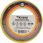Изолента Kranz ПВХ, 0.13х15 мм, 20 м, желтая изолента kranz пвх 0 13х15 мм 20 м синяя