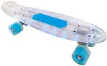 Скейт  Navigator пласт. кол.PU со светом 60х45мм, алюм.траки, со свет.эффектами, 56х15х11см, белый скейтборд ridex