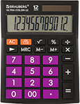 Калькулятор настольный Brauberg ULTRA COLOR-12-BKPR ЧЕРНО-ФИОЛЕТОВЫЙ, 250501 калькулятор настольный brauberg ultra color 12 bkwr черно малиновый 250500