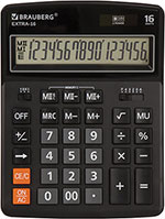 Калькулятор настольный Brauberg EXTRA-16-BK ЧЕРНЫЙ, 250475 калькулятор настольный citizen ecc 310 12 разрядный 107 х 173 х 34мм питание от солнечной батареи