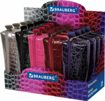 Пенал-косметичка Brauberg ''крокодиловая кожа'', ''Ultra'', дисплей, 20x6x4 см, ассорти 5 цветов, 270852