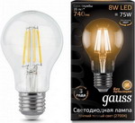 Лампа GAUSS LED Filament A60 E27 8W 740lm 3000К 102802108 Упаковка 10шт - фото 1