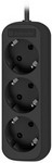 Удлинитель с заземлением Defender M350 5.0 м, 3 розетки, черный