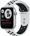 фото Умные часы apple watch series 6 44mm silver aluminium case with pure platinum/black nike sport band (mg293ru/a)