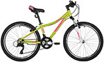 Велосипед Foxx 24/'/' CAMELLIA зеленый, алюм. рама 12/'/', 21 скор., Power/Microshift TS38, V- brake тормоз