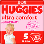 Подгузники Huggies Ultra Comfort для девочек, 5, 12-22 кг, 84 шт.