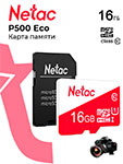 Карта памяти microSD Netac P500 ECO, 16 GB + адаптер (NT02P500ECO-016G-R) netac p500 extreme pro 16gb nt02p500pro 016g s