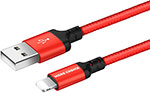 Дата-кабель MoreChoice USB 2.1A для Lightning 8-pin K12i нейлон 1м (Red Black) дата кабель pero dc 04 8 pin lightning 2а 1м silver black