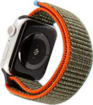 Ремешок нейлоновый mObility для Apple watch – 42-44 mm (S3/S4/S5 SE/S6)  оливковый с сине-красным краем - фото 1