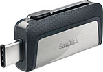 Флеш-накопитель Sandisk USB Flash Ultra Dual (Type-A, C) 3.1 64 Gb, пластик серебро-черный