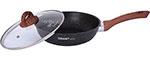 Сковорода Kukmara 24 см с ручкой, стеклянной крышкой, Granit ultra (сго241а) сковорода kukmara 26 6 см со съемной ручкой стеклянной крышкой ап с266а