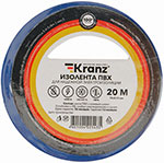 Изолента Kranz ПВХ, 0.13х15 мм, 20 м, синяя изолента kranz пвх 0 13х15 мм 25 м красная