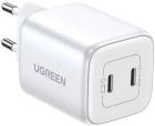 

Сетевое зарядное устройство Ugreen CD294 (15327) Nexode Mini 45W USB-C+USB-C PD GaN Fast Charger EU, белый