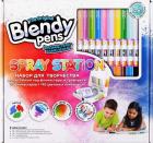 Набор фломастеров-хамелеонов Blendy Pens 20 шт. на водной основе с колпачком-блендером для смешивания цветов, листами-раскрасками, трафаретами и аэрографом