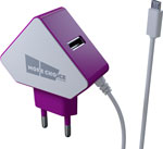 фото Сетевое зу morechoice 2usb 1.5a для micro usb со встроенным кабелем nc42m (white purple)
