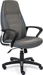 Кресло Tetchair INTER, кож/зам/флок/ткань, серый/металлик, C-36/29/TW-12 (15029)