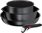 Набор посуды со съемной ручкой Tefal Ingenio Daily Chef Black 4 пр: глубокая сковорода 22 / 26 см ковш 18 ручка) L7629453
