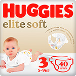 Подгузники Huggies Elite Soft 3, 5-9 кг, 40 шт. подгузники huggies элит софт 1 3 5 кг 84 шт new