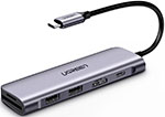 USB-концентратор 6 в 1 (хаб) Ugreen HDMI, 2 x USB 3.0, SD/TF, PD (70411) usb c концентратор choetech 9 в 1 1xrj45 1xvga 1xhdmi 1xusb c 1xtf 1xsd 3xusb a 3 0 1xusb c pd серый hub m15