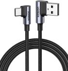 Кабель угловой Ugreen US176 (70875) Right Angle USB-A to USB-C Cable (угол направо), 3 м, серый космос