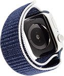 Ремешок нейлоновый mObility для Apple watch – 42-44 mm (S3/S4/S5 SE/S6), темно-синий с серо-голубым краем ремешок нейлоновый mobility для apple watch 38 40 мм s3 s4 s5 se s6 морская соль с желто синим краем