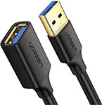 Кабель  Ugreen USB 3.0 Extension Male Cable, 3 м, черный (30127) кабель ugreen us334 20583 usb c 2 0 male to angled 90° usb c 2 0 male 5a data cable 3м