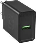 Сетевое зарядное устройство Vention на 1 порт USB A, QC 3.0 2.4A, черный (FABB0-EU)