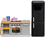 фото Набор мебели для домика lundby кухонный остров и холодильник