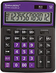 Калькулятор настольный Brauberg EXTRA COLOR-12-BKPR ЧЕРНО-ФИОЛЕТОВЫЙ, 250480 рюкзак brauberg фиолетовый 37х32х21 см 271394