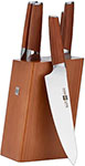 Набор кухонных ножей из сверхпрочной стали (5 ножей подставка) Huo Hou Molybdenum Vanadium Steel Kitchen Knife Set (HU0158), коричневый сумка для 3 складных ножей knife to meet you bag roll3