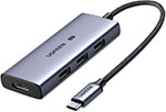 USB-концентратор 4 в 1 (хаб)  Ugreen 3 х USB 3.0, HDMI 4Кх120Гц (50629) usb концентратор хаб ugreen premium 6 в 1 3 х usb 3 0 hdmi sd tf 60383