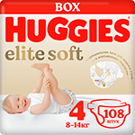 Подгузники Huggies Elite Soft 4, 8-14 кг, 108 шт. подгузники huggies элит софт 1 3 5 кг 84 шт new