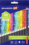 Карандаши художественные цветные Brauberg ART CLASSIC 36 цветов, МЯГКИЙ грифель, 3.3 мм (181538)