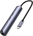 USB-концентратор 5 в 1 (хаб) Ugreen 2 x USB 3.0, HDMI, RJ45, PD (10919) usb концентратор хаб ugreen premium 6 в 1 3 х usb 3 0 hdmi sd tf 60383