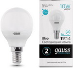 

Лампа GAUSS LED Elementary Шар 10W E14 730lm 4100K 53120 Упаковка 10шт