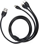 Дата-кабель  mObility 3 в 1, USB – microUSB + Lightning + Type-C, 2A, черный аксессуар baseus superior usb microusb lightning type c 3 5a 1 5m white camltys 02