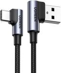 Кабель угловой Ugreen US176 (20855) Right Angle USB-A to USB-C Cable (угол направо), 0, 5 м, черный