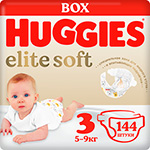 Подгузники Huggies Elite Soft 3, 5-9 кг, 144 шт. подгузники huggies элит софт 2 4 6 кг 164 box шт new