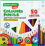 

Карандаши цветные Brauberg KIDS, 50 цветов, трехгранные, грифель мягкий, 3 мм (181946)