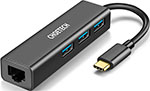 USB концентратор Choetech 4 в 1 (хаб), 3 x USB 3.0, RJ45 (HUB-U02) usb концентратор 4 в 1 хаб ugreen 3 x usb 3 0 rj45 60718